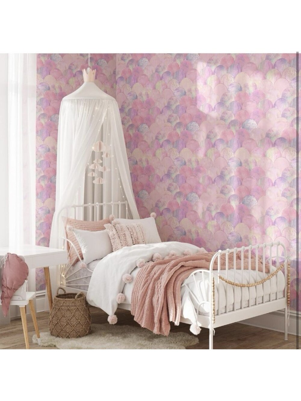 Mermaid Pink Geometic Vinyl Wallpaper Contact Paper Peel Stick 17.7"x 118.1"